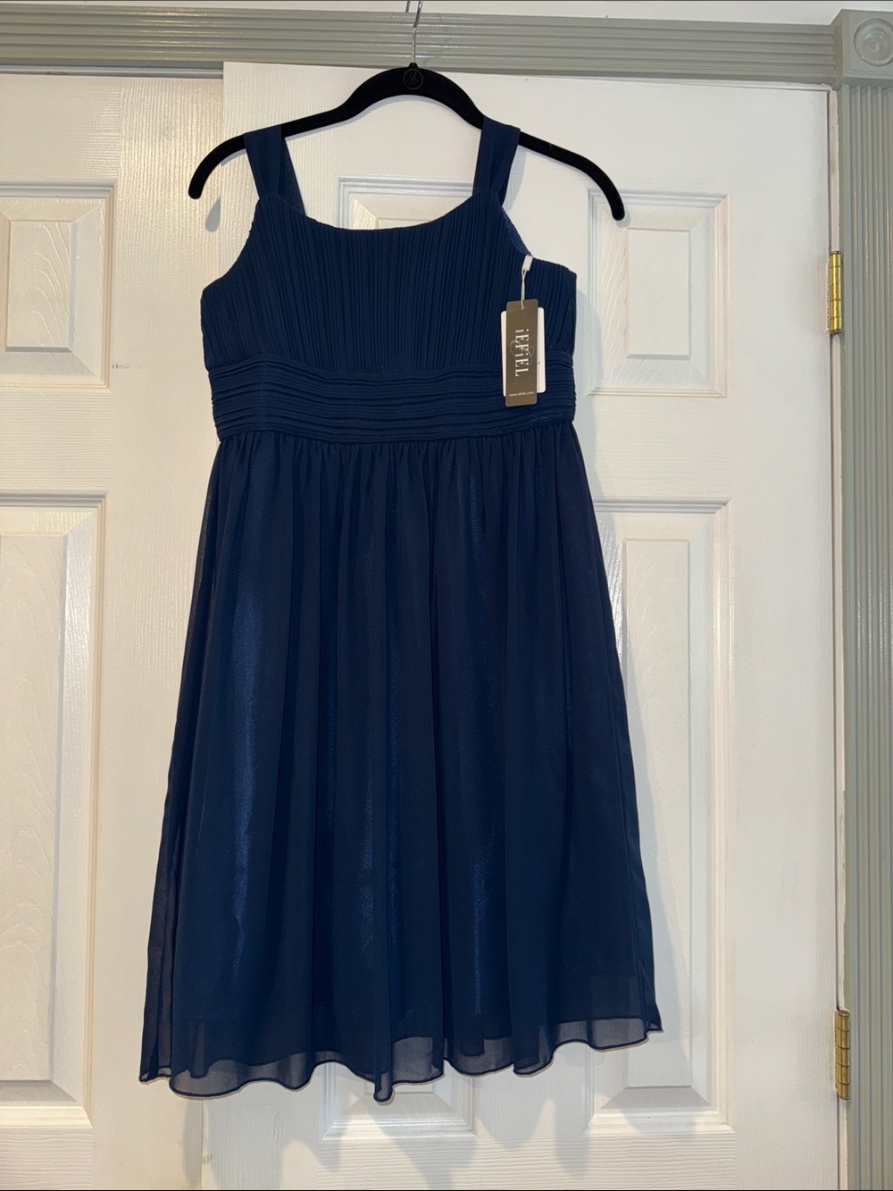 NWT Tea Collection Navy‎ Pleated Chiffon Girls' Dress size 12